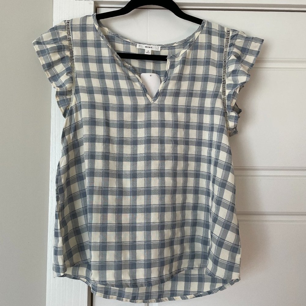 blu pepper Plaid Blouse (S) NWT - Picture 3 of 5
